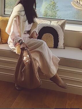 COS blush pink wide leg pants